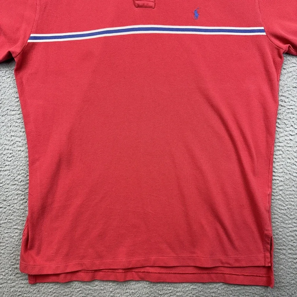 Polo Ralph Lauren Polo Shirt Mens XL Red‎ Blue Striped Cotton Classic Preppy